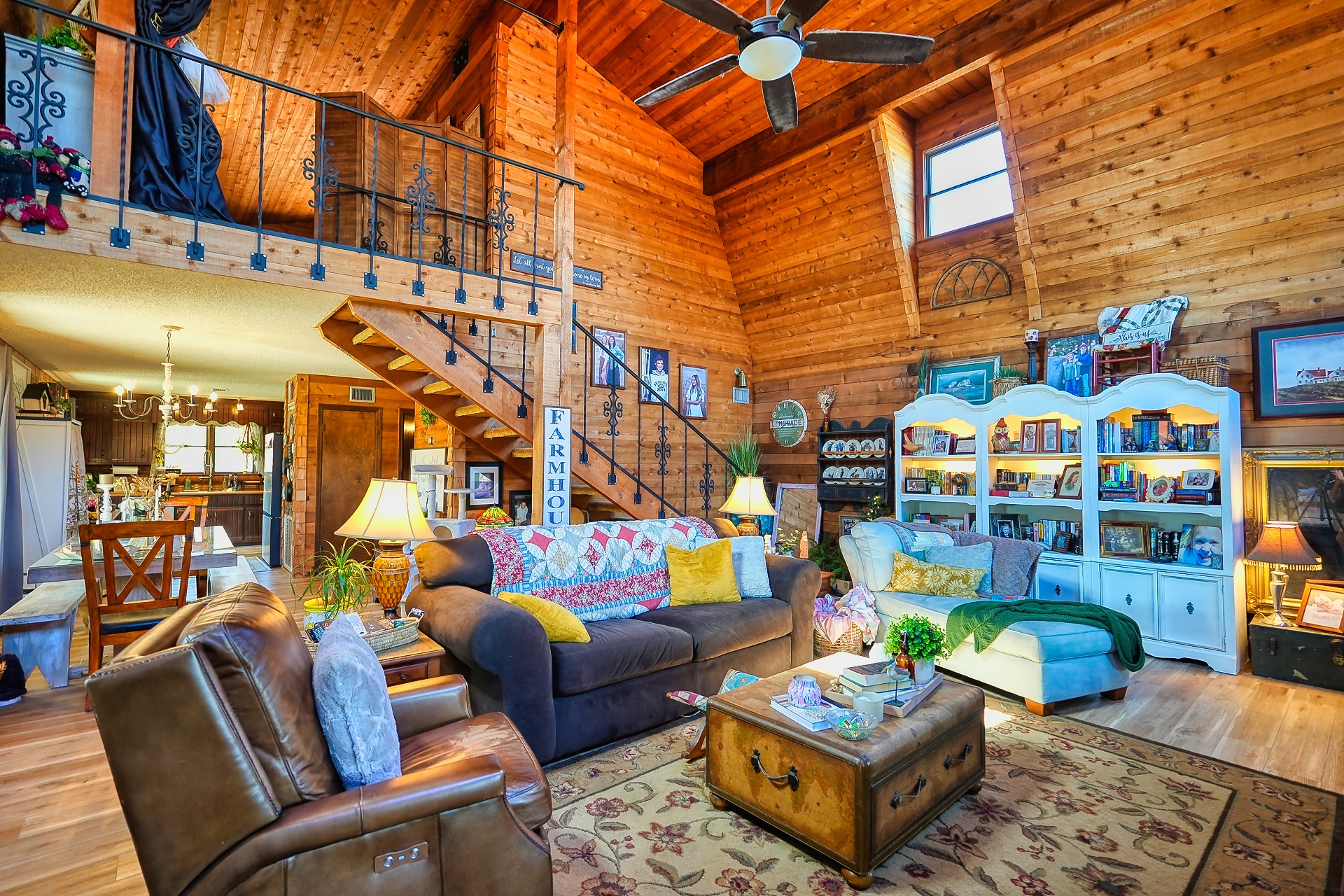 Aerial drone view of a residential real estate listing